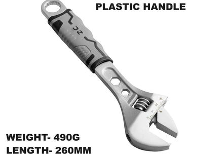 Buyohlic International Adjustable Wrench with Black Handle Forged, Heat Treated, Chrome-plated