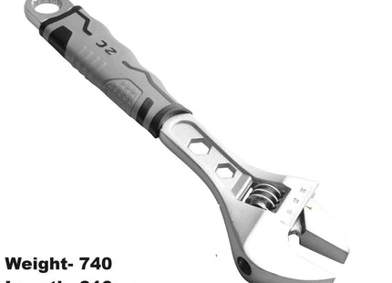 Buyohlic International Adjustable Wrench with Black Handle Forged, Heat Treated, Chrome-plated