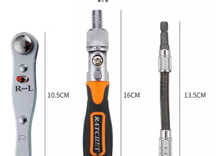 Buyohlic International 38 Pcs Interchangeable screw driver heads Set and 10 hex Drive Socket Set ratchet adjustable wrench All in One Screwdriver Set