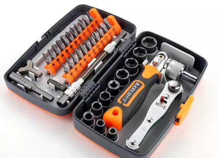 Buyohlic International 38 Pcs Interchangeable screw driver heads Set and 10 hex Drive Socket Set ratchet adjustable wrench All in One Screwdriver Set