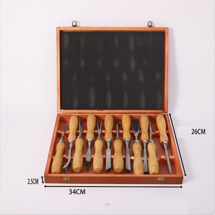 Buyohlic 12-Pieces Woodworking Wood Chisel Set with Wooden Box Razor Sharp CR-V 60 Steel Blades