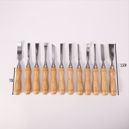 Buyohlic 12-Pieces Woodworking Wood Chisel Set with Wooden Box Razor Sharp CR-V 60 Steel Blades