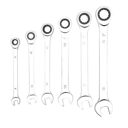 Buyohlic 7 pcs Ratchet Wrenches Set Metric 8 to 19mm Standard Spanners Combination Wrench Set