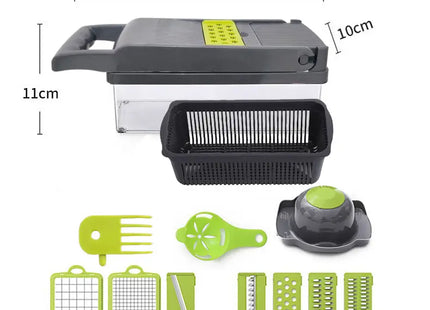 Buyohlic 16 In 1 Handheld Manual Kitchen Multifunctional Potato Veggie Grater Mandoline Slicer Machine Onion Cutter And Vegetable Chopper (Kitchen Gadget & Essential)