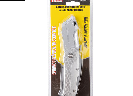 Buyohlic International Folding Utility Knife With 3 Blades Automatic Loading Light weight Aluminum Body