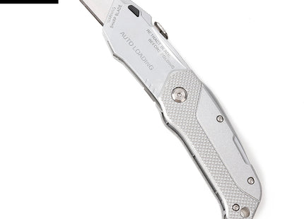 Buyohlic International Folding Utility Knife With 3 Blades Automatic Loading Light weight Aluminum Body