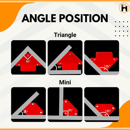 Buyohlic6pc Multi Angle Magnetic Welding Holder Clamps Set 2x3 Inch Arrow, 2x Triangle, 2x Mini,Welding tools