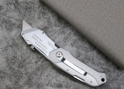 Buyohlic International Folding Utility Knife With 3 Blades Automatic Loading Light weight Aluminum Body