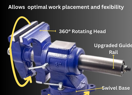 6" Heavy Duty Bench Vise, Double Swivel Rotating Vise Head/Body Rotates 360°,Pipe Vise Bench Vices 30Kn Clamping Force,for Clamping Fixing Equipment Home or Industrial Use